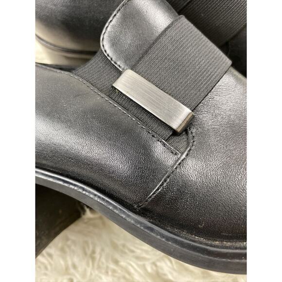 Gino Ventori Womens 36 EU 6 US Black Leather Block Heel Square Toe Slip On Shoes - Picture 6 of 9